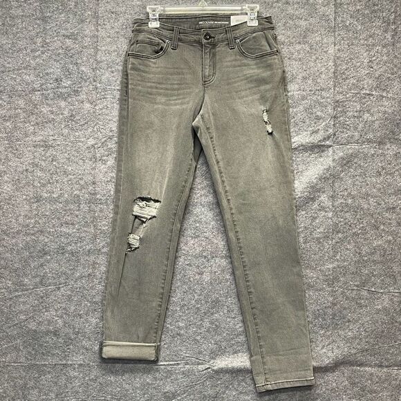 NWT INC International Concepts Denim Jeans Womens Gray Size 6/28 Ripped Straight - Picture 16 of 16